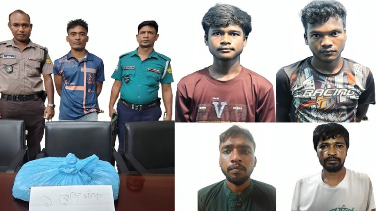 মাদকবিরোধী অভিযানে ৫ মাদক ব্যবসায়ী গ্রেপ্তার; গাঁজা ও ট্যাপেন্টাডল ট্যাবলেট উদ্ধার