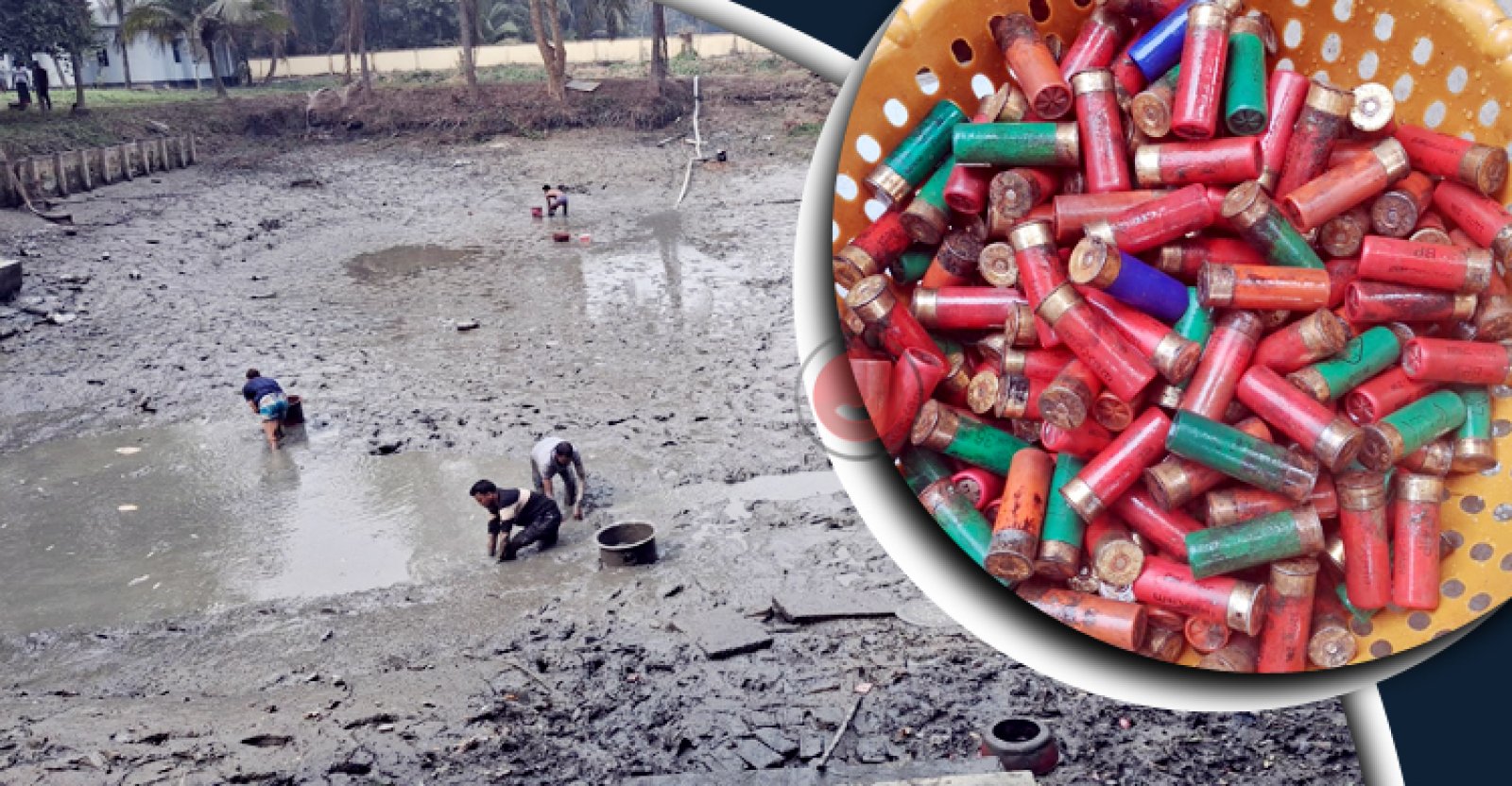 থানার পুকুর থেকে ২১৯ গুলি উদ্ধার