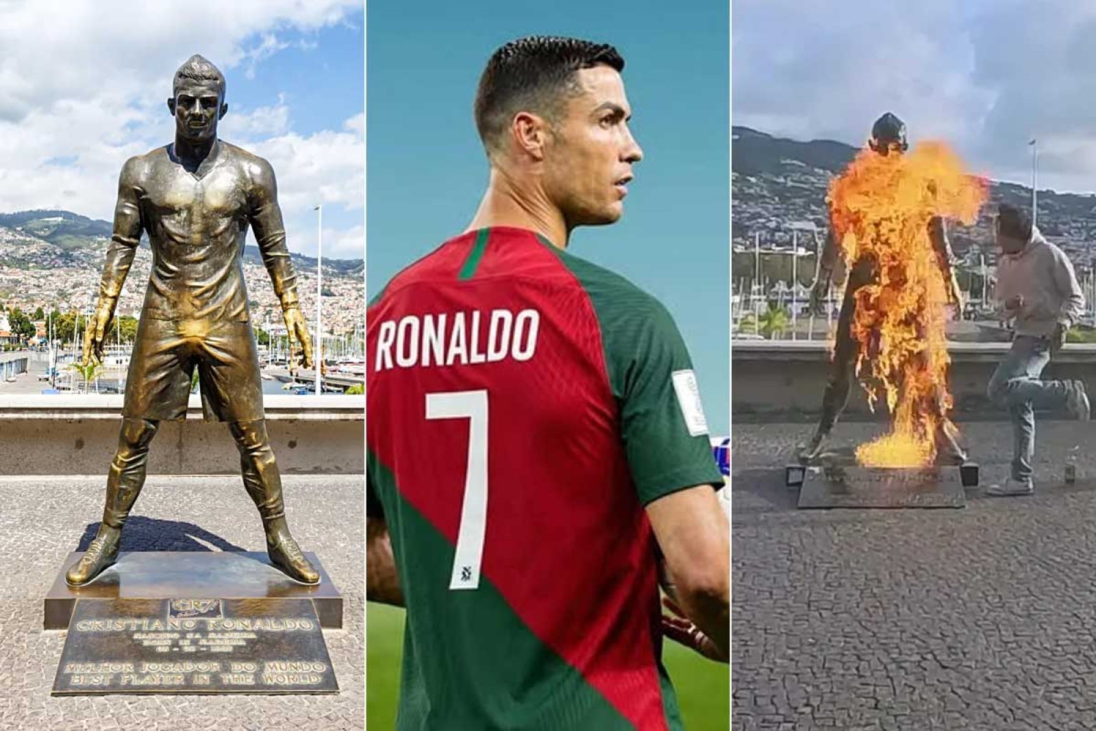 নিজ শহরেই সম্মানহানি! রোনাল্ডোর মূর্তি পুড়িয়ে দিল যুবক, বিশ্ব ফুটবলে তুমুল আলোড়ন