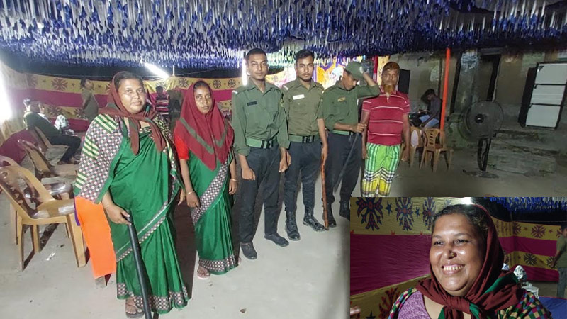 আক্কেলপুরে প্রতিমা পাহারায় ইউপি সদস্য ফাতেমা