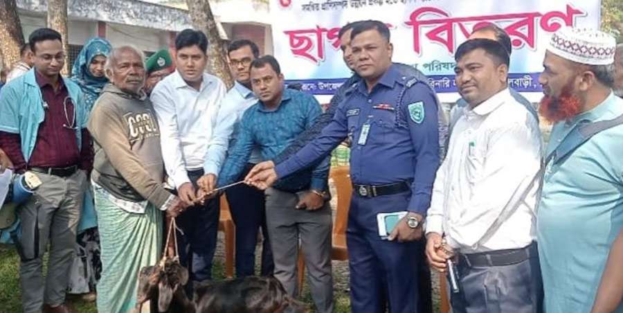 ফুলবাড়ীতে ১৯৬ জন ক্ষুদ্র নৃ-গোষ্ঠীর মাঝে বিনামূল্যে ছাগল বিতরণ