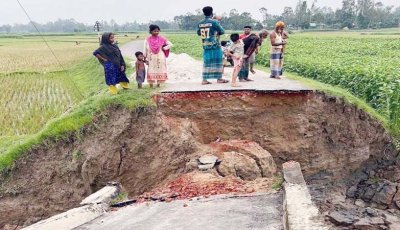 বগুড়ার কালভার্ট ধসে সড়ক বিচ্ছিন্ন, দুর্ভোগে ৩০ হাজার মানুষ