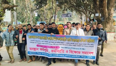 সিংড়ায় পে-স্কেল বাস্তবায়নের দাবিতে বিক্ষোভ সমাবেশ