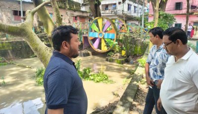 মন্নুজান স্কুলের সামনের ফুটওভার ব্রিজে সামান্য ফাটল, সরেজমিন পরিদর্শনে রাসিক প্রশাসকের