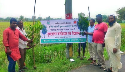 প্রধানমন্ত্রীর উদ্যোগে সান্তাহার পৌর এলাকায় বৃক্ষরোপণ কর্মসূচির উদ্বোধন
