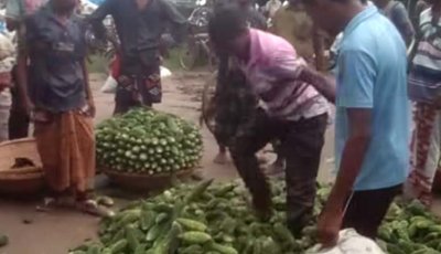 দুর্গাপুরে দাম না পেয়ে রাস্তায় সবজি ফেলে পা দিয়ে খুঁচিয়ে প্রতিবাদ