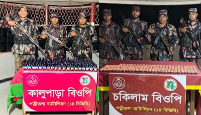 পত্নীতলা বিজিবির অভিযানে বিপুল পরিমাণ ভারতীয় মাদকদ্রব্য উদ্ধার