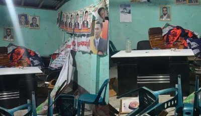 জয় বাংলা স্লোগান দিয়ে বিএনপি অফিসে হামলা-ভাঙচুর, আহত ৬