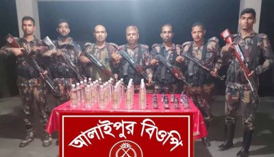 বাঘা সীমান্তে ভারতীয় মদ ও স্কাফ সিরাপ জব্দ