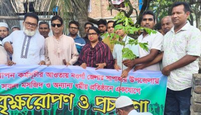 সাপাহারে মসজিদ ও ধর্মীয় প্রতিষ্ঠানে  বৃক্ষরোপণ কর্মসূচি উদ্বোধন