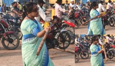 মোটরসাইকেল চালককে থাপ্পড়ের পর এবার লাঠি হাতে ইউএনওর ভিডিও ভাইরাল