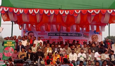 তানোরে বিএনপির নির্বাচনী জনসভা প্রচারণার শেষ দিনে মানুষের ঢল