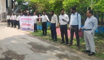 বাগাতিপাড়ায় মেডিকেল রিপ্রেজেন্টেটিভদের মানববন্ধন