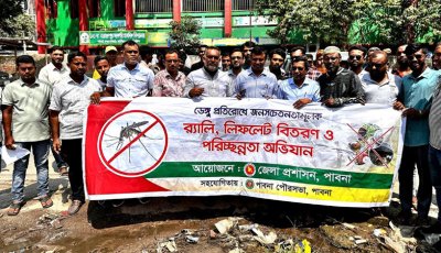 পাবনায় ডেঙ্গু প্রতিরোধে জনসচেতনতামুলক র‌্যালি