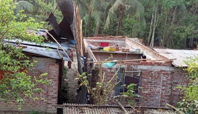 বসতবাড়ি লণ্ডভণ্ড, ক্ষতিগ্রস্ত ফসলের খেত
