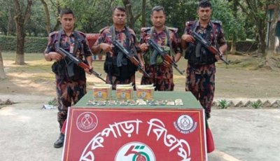 শিবগঞ্জ সীমান্তে ২৮০০ ভারতীয় পাতার বিড়ি জব্দ