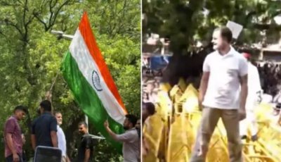 প্রিয়াঙ্কা গান্ধী আটক, ব্যারিকেডের ওপর উঠে পড়লেন রাহুল
