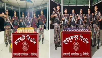 রাজশাহী সীমান্তে পৃথক অভিযানে ভারতীয় মাদকদ্রব্য জব্দ