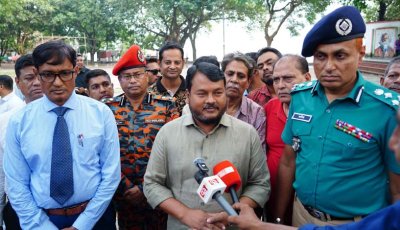 প্রতিমা বিসর্জন ঘাট পরিদর্শনে রাসিক প্রশাসক, বিভাগীয় কমিশনার ও আরএমপি কমিশনার