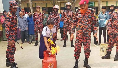 ধামইরহাটে জাতীয় দুর্যোগ প্রস্ততি দিবস উপলক্ষে ভূমিকম্প ও অগ্নিকাণ্ড মহড়া