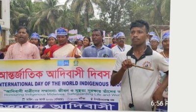 চাঁপাইনবাবগঞ্জে আন্তর্জাতিক আদিবাসী দিবসে শোভাযাত্রা