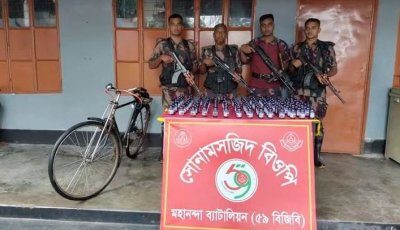 শিবগঞ্জ সীমান্তে  মাদকদ্রবসহ ভারতীয় ট্রাকের টায়ার জব্দ