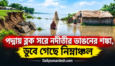 পদ্মায় নদীতীর ভাঙনের শঙ্কা, ডুবে গেছে নিম্নাঞ্চল