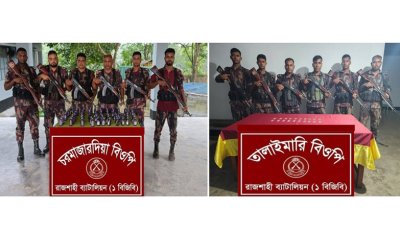 রাজশাহী সীমান্তে বিজিবি’র পৃথক অভিযানে ভারতীয় সিরাপ ও মাদকদ্রব্য জব্দ